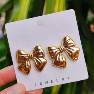 Aros moños dorados estilo chunkys