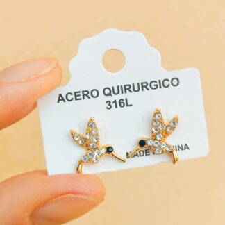 Aros colibríes dorados