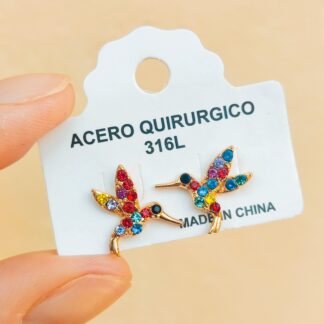 Aros colibríes dorados