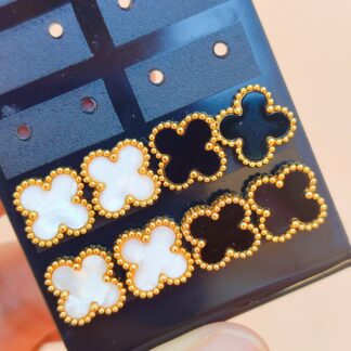 Aros tréboles estilo Van Cleef dorados