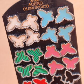 Aros mariposas estilo Van Cleef plateados