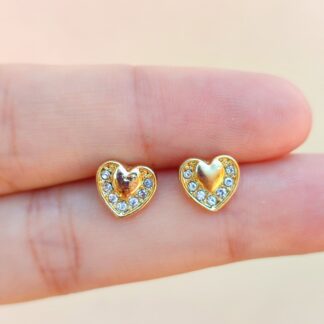 Aros corazones dorados