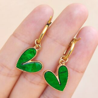 Argollas de acero dorado color verde