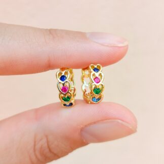 Argollas corazones de acero dorado