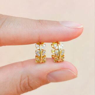 Argollas hojitas de bronce dorado