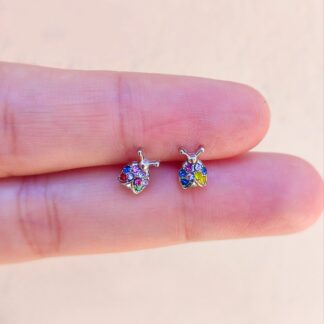 Aros minis mariquitas plateados